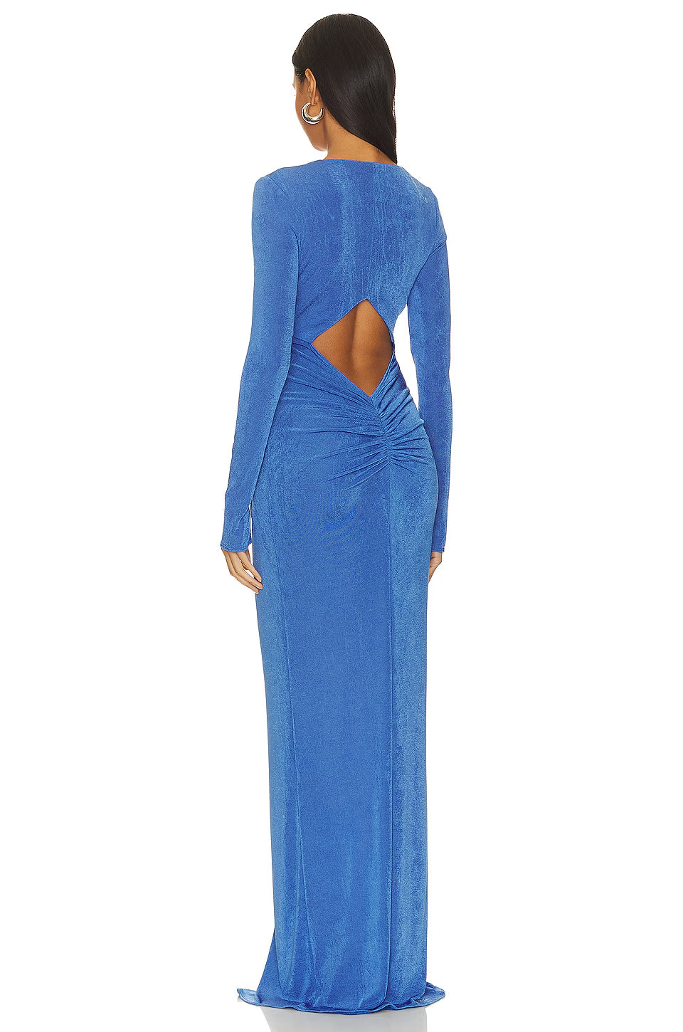 Blue Long Sleeve High Maxi Dress