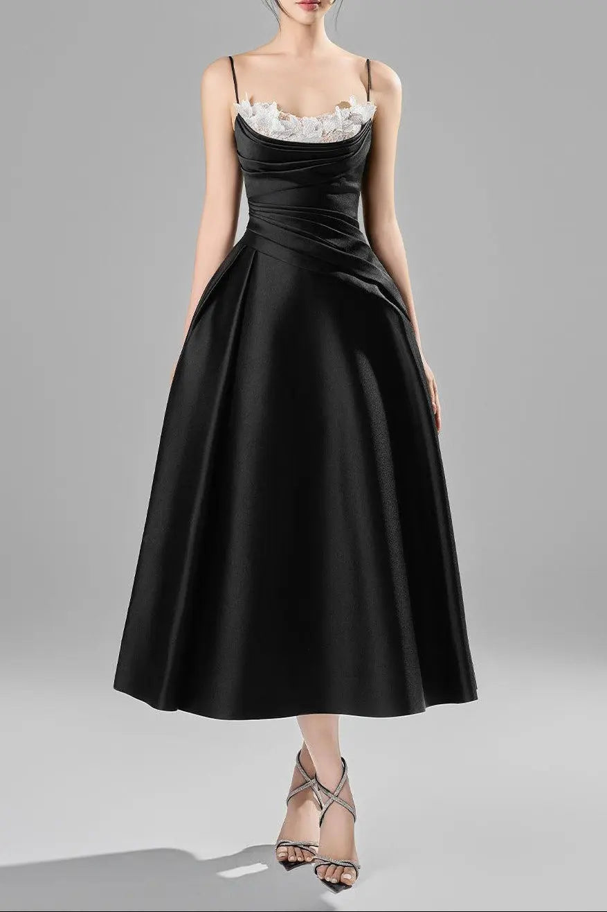 Alessa Fit and Flare Strap Taffeta Midi Dress