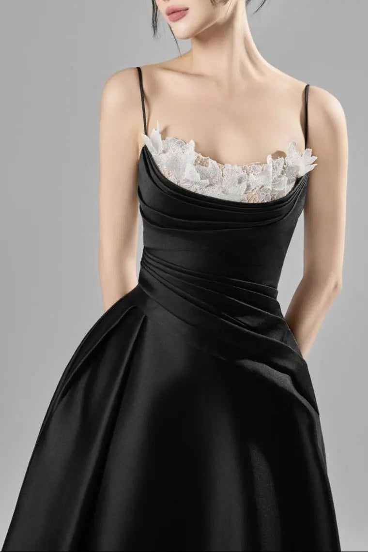Alessa Fit and Flare Strap Taffeta Midi Dress