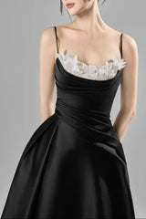 Alessa Fit and Flare Strap Taffeta Midi Dress