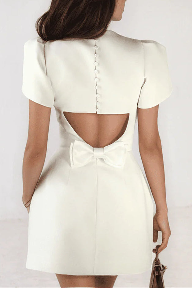 Basia Sleeve Cut Out Mini Dress in White