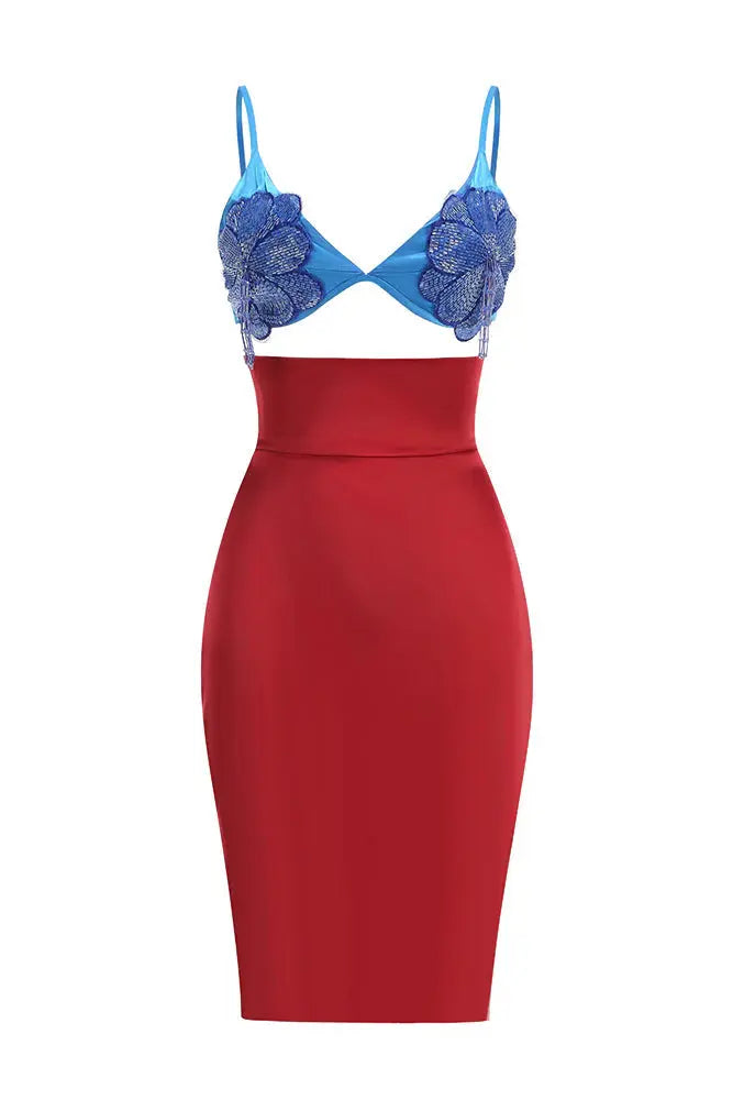 Red Lace-up Mini Dress Set
