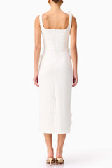3D Flower Midi Dress in White