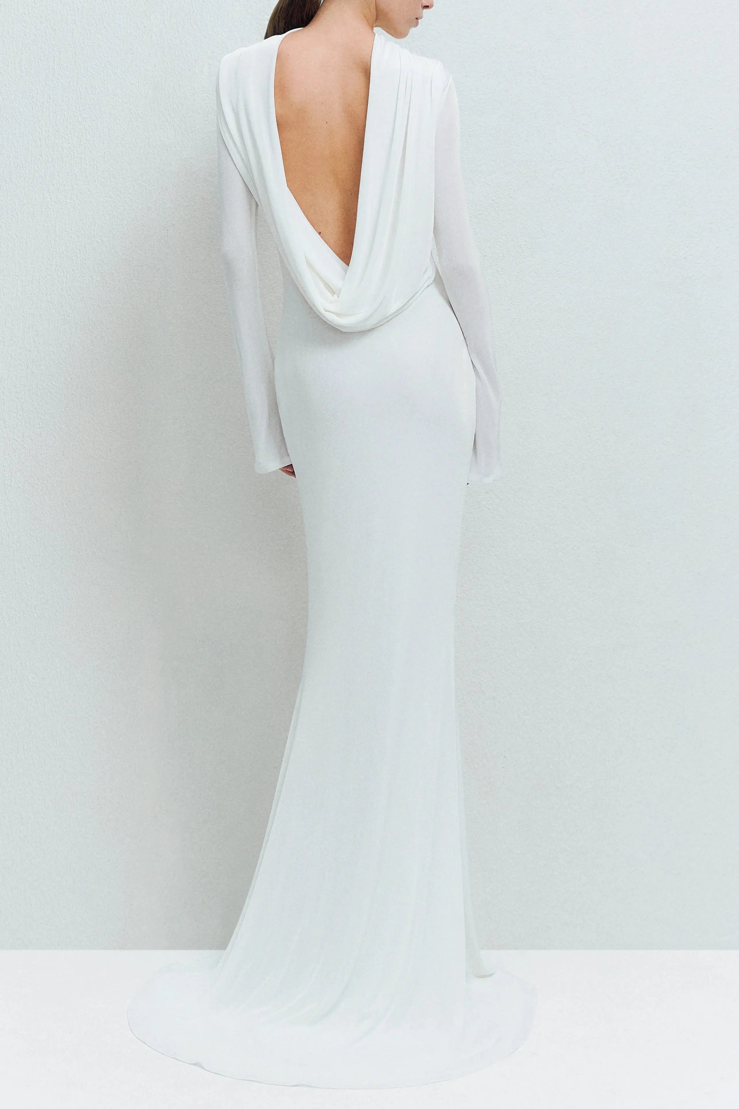 Backless Jersey Maxi Dress in White
