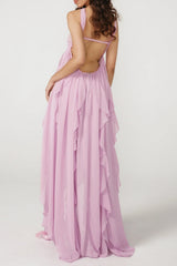 Lace Maxi Dress in Purple