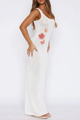Blossom Sequin Knit Maxi Dress In White