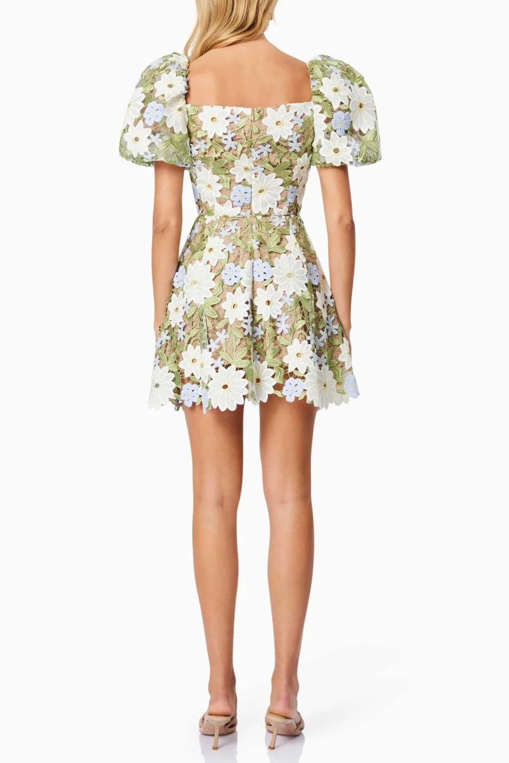 Flora Lace Mini Dress in Green