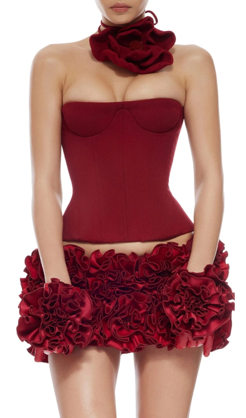 Clegg Red Corset Flower Two-Piece Set - Red