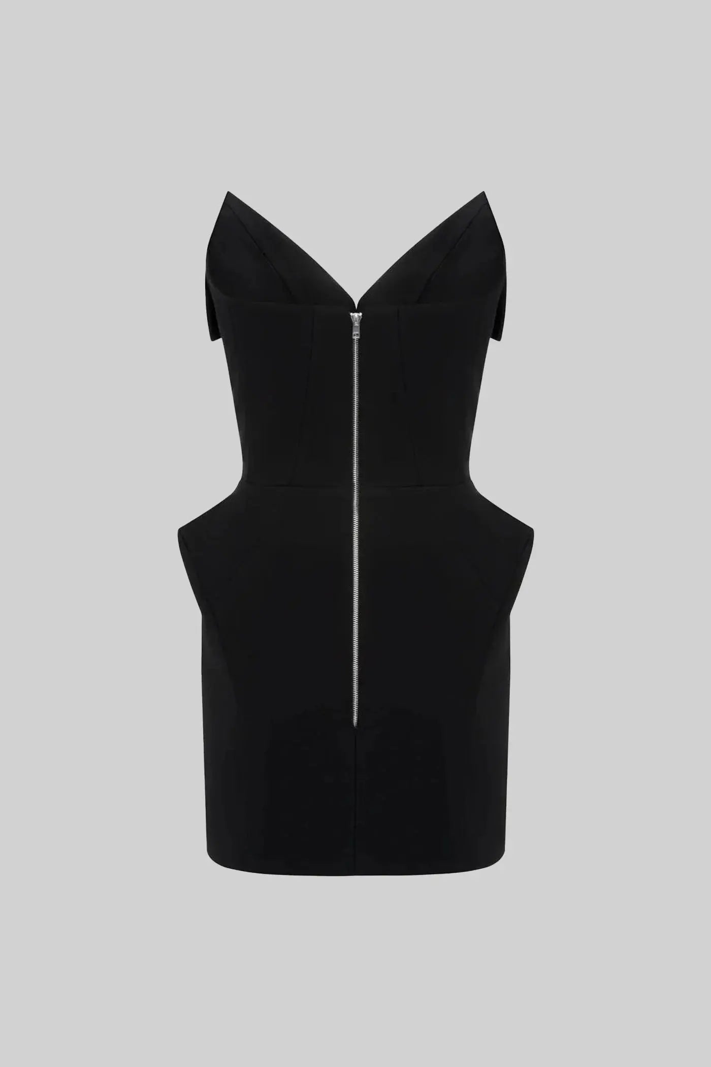 Folded Collar Corset Mini Dress in Black