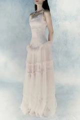 Lace Splicing Maxi Dress in Pink