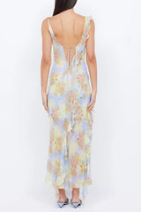 Cecilia Ruffles Maxi Dress in Blue