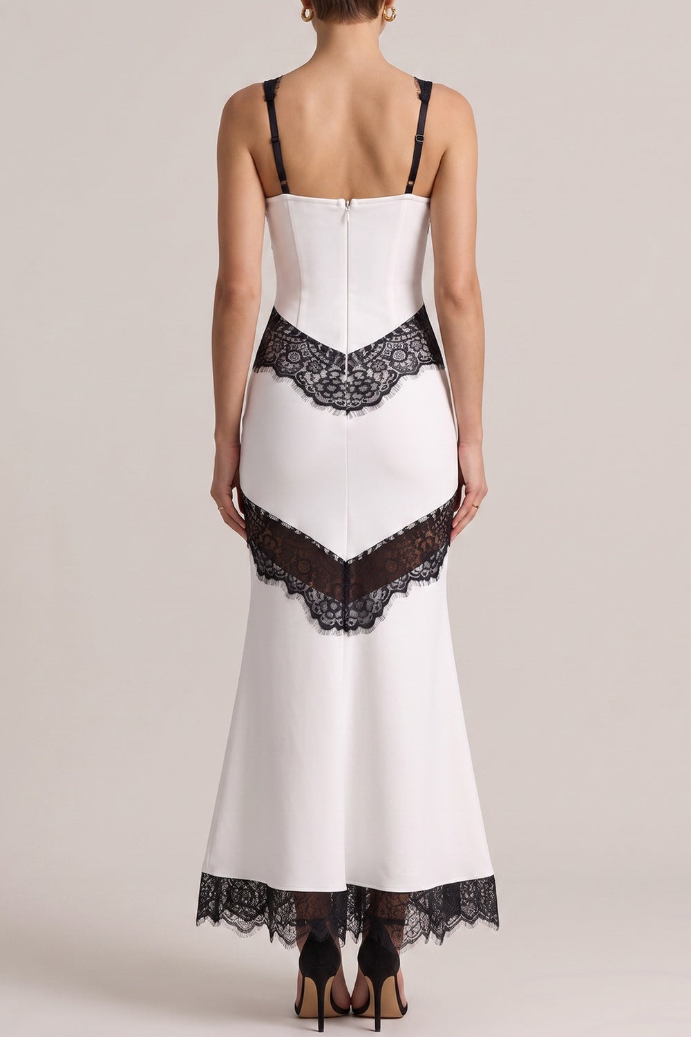 Sleeveless Black Lace Patchwork Maxi Dress