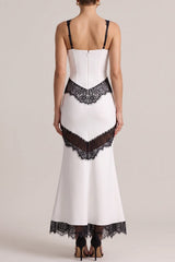 Sleeveless Black Lace Patchwork Maxi Dress