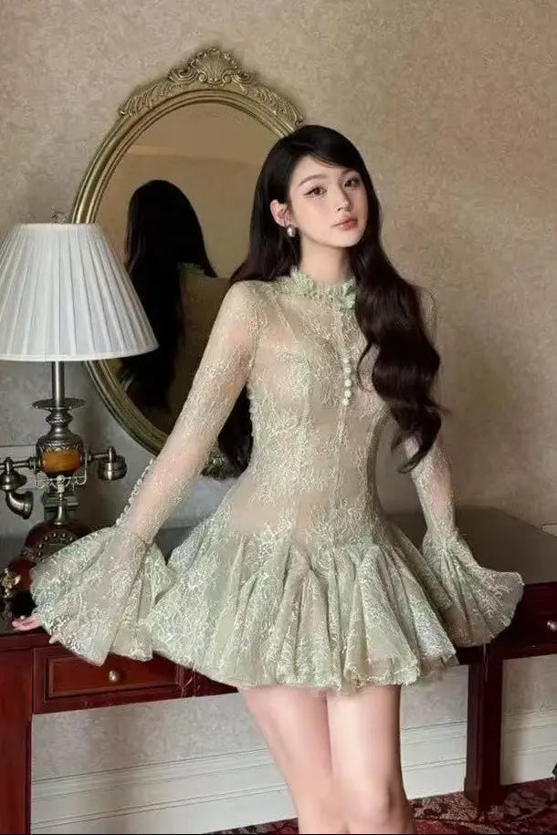 Embroidered long sleeve Mini Dress