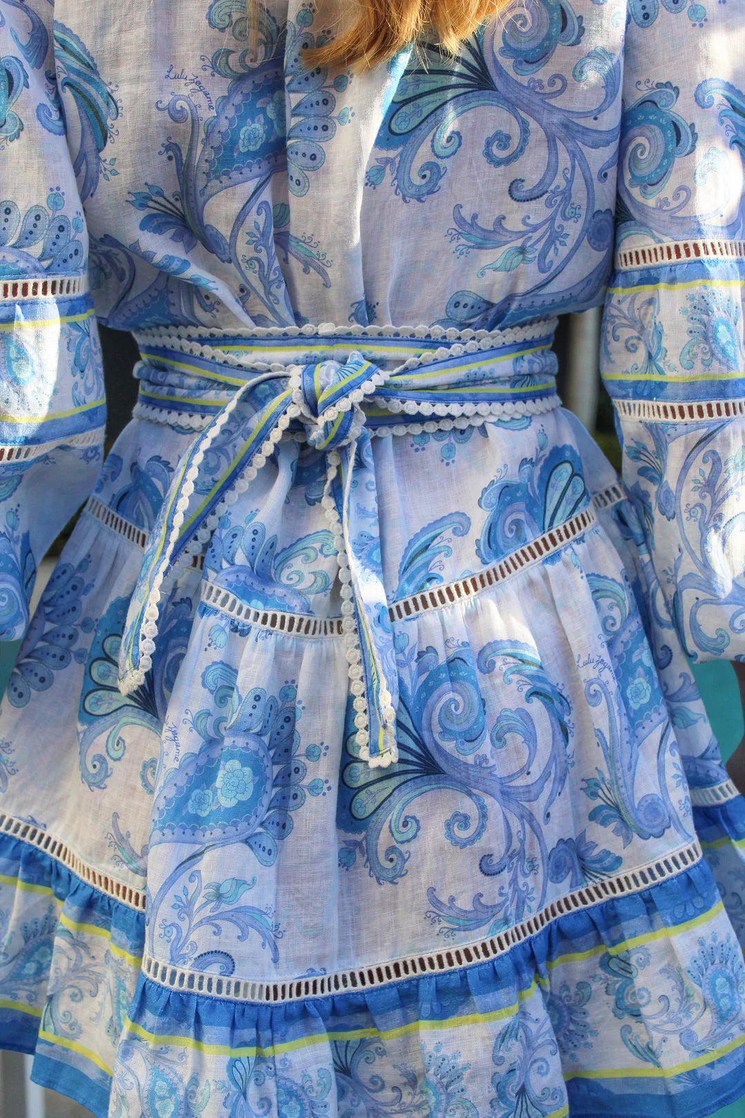 Floral Print Puff Sleeve Mini Dress in Blue