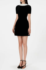 Cowl Neck Backless Mini Dress in Black
