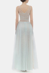 Blue Fishbone Maxi Dress
