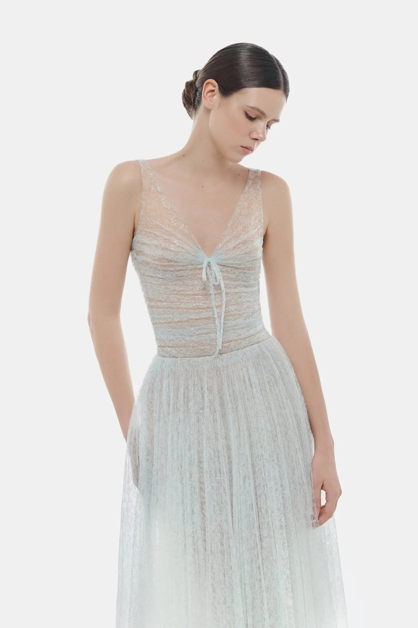 Blue Fishbone Maxi Dress