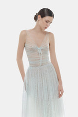 Blue Fishbone Maxi Dress
