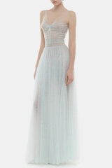 Blue Fishbone Maxi Dress