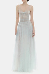 Blue Fishbone Maxi Dress