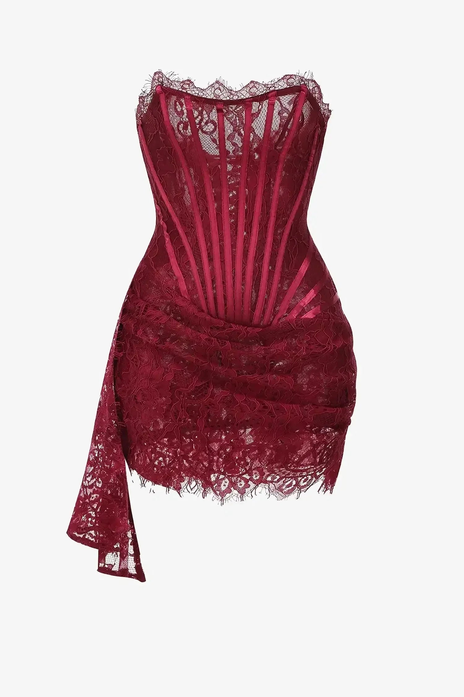 Lace Overlay Bustier Mini Dress
