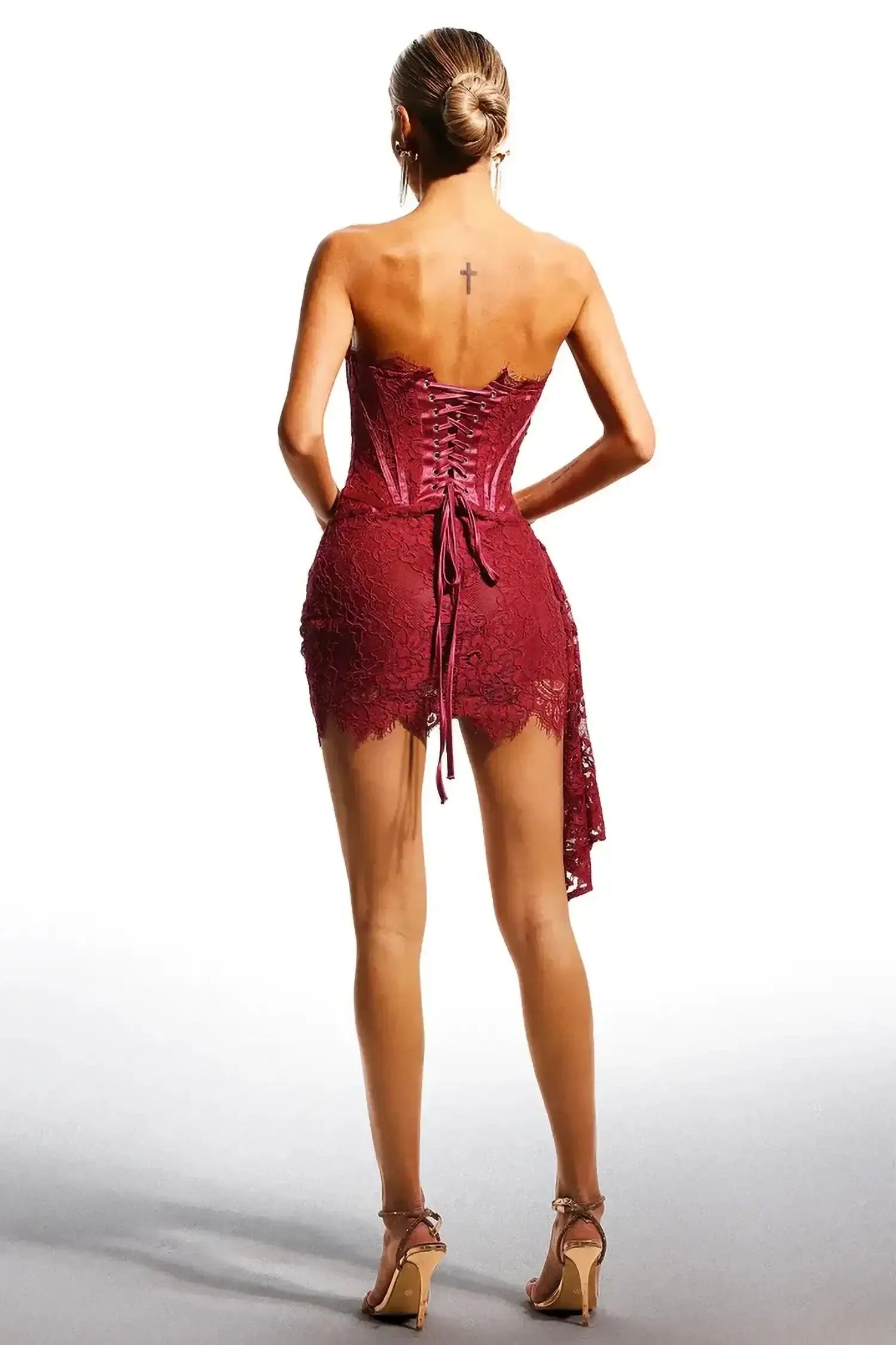 Lace Overlay Bustier Mini Dress