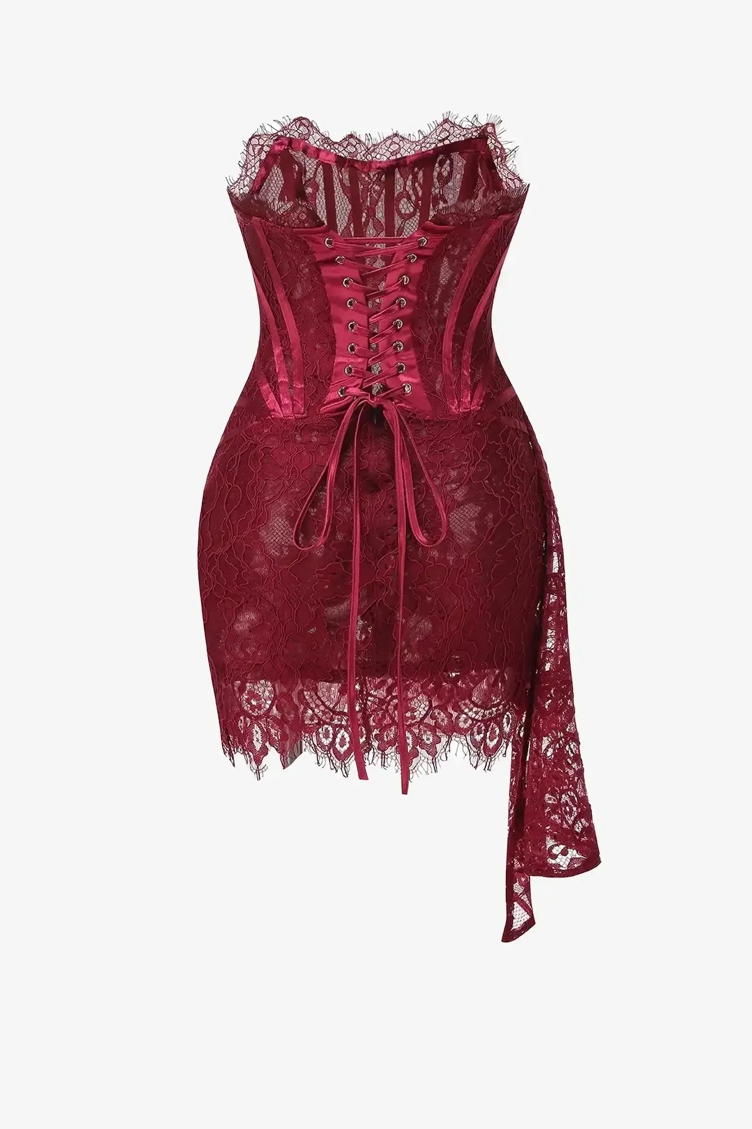 Lace Overlay Bustier Mini Dress