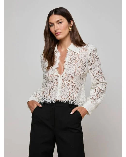 White 'Agence Anita Lace BlouSequin Top