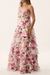 Cathy Floral Print Maxi Dress in Pink