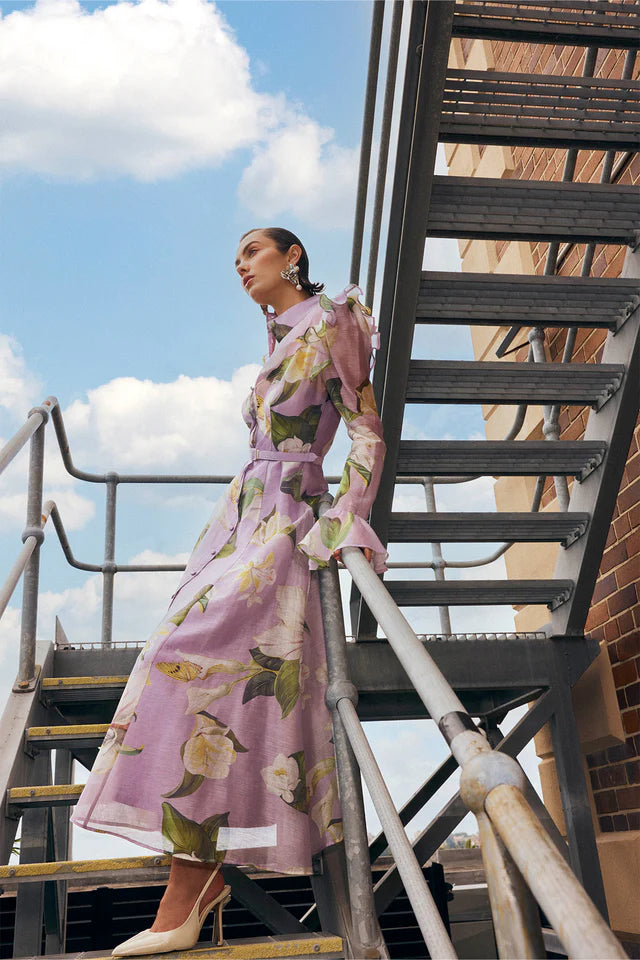 Blossom Print Sleeve Midi Dress