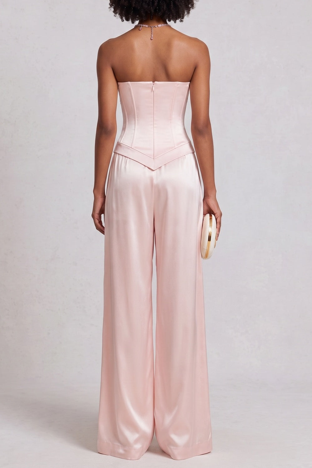 Lace Trim Satin Top & Wide Leg Pant Co-ord Set
