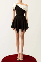 One Shoulder Mini Dress In Black