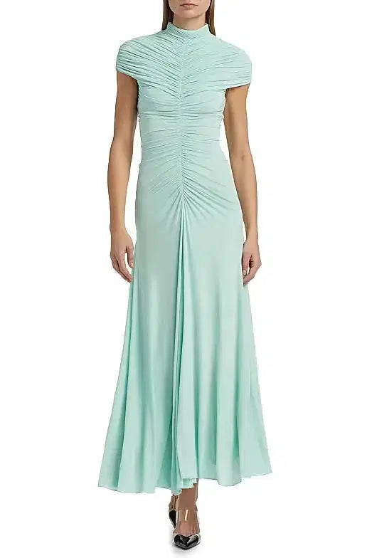 High-Neck Maxi Dress in Green