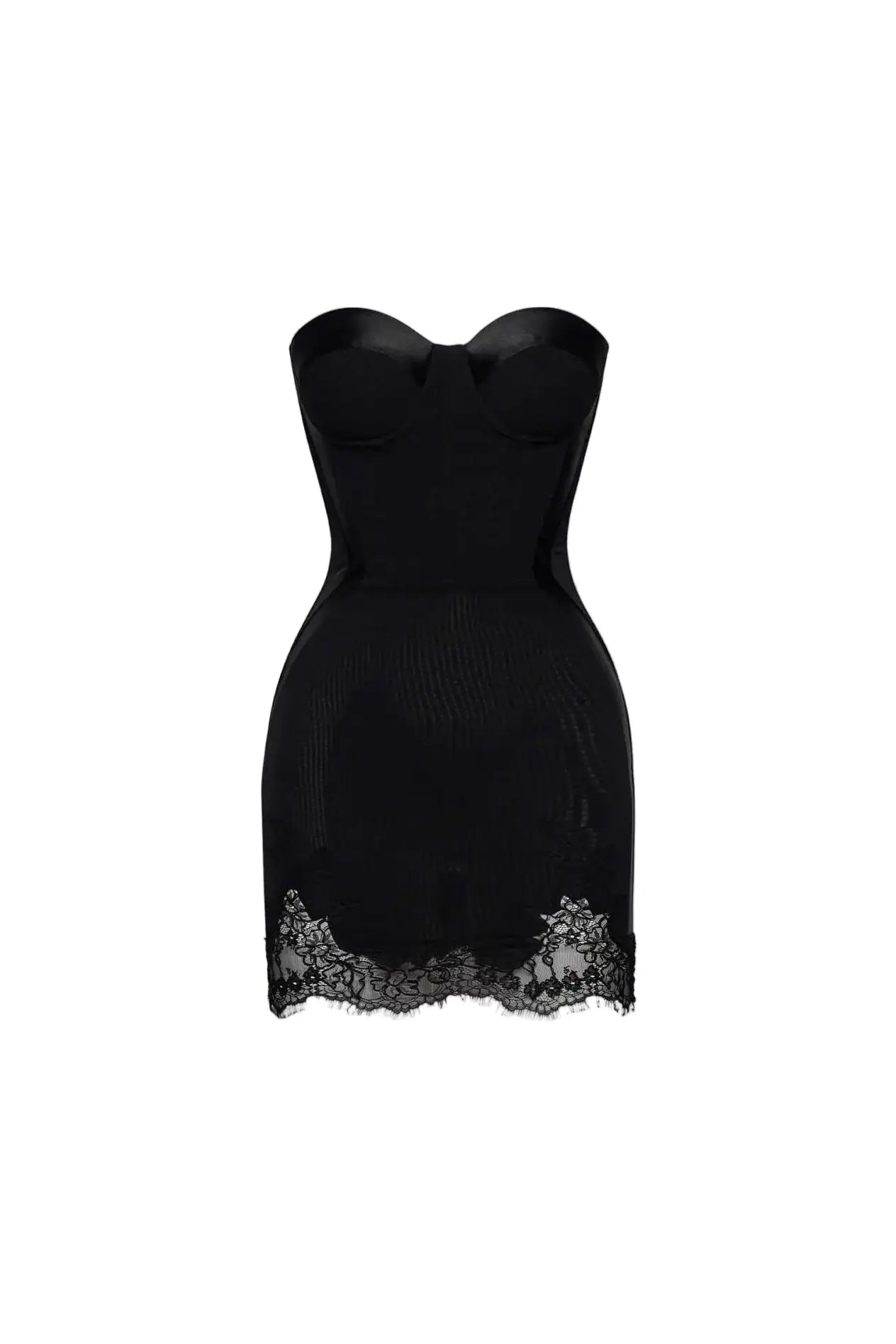 Black Cord Lace Bustier Mini Dress