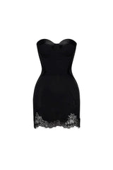 Black Cord Lace Bustier Mini Dress