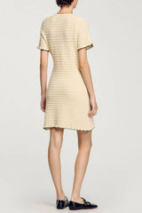 Hollow Knit Mini Dress in Apricot