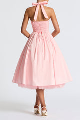 Backless Puffy Midi Dress - Blush
