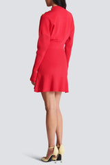 Long Sleeve Knit Mini Dress in Red