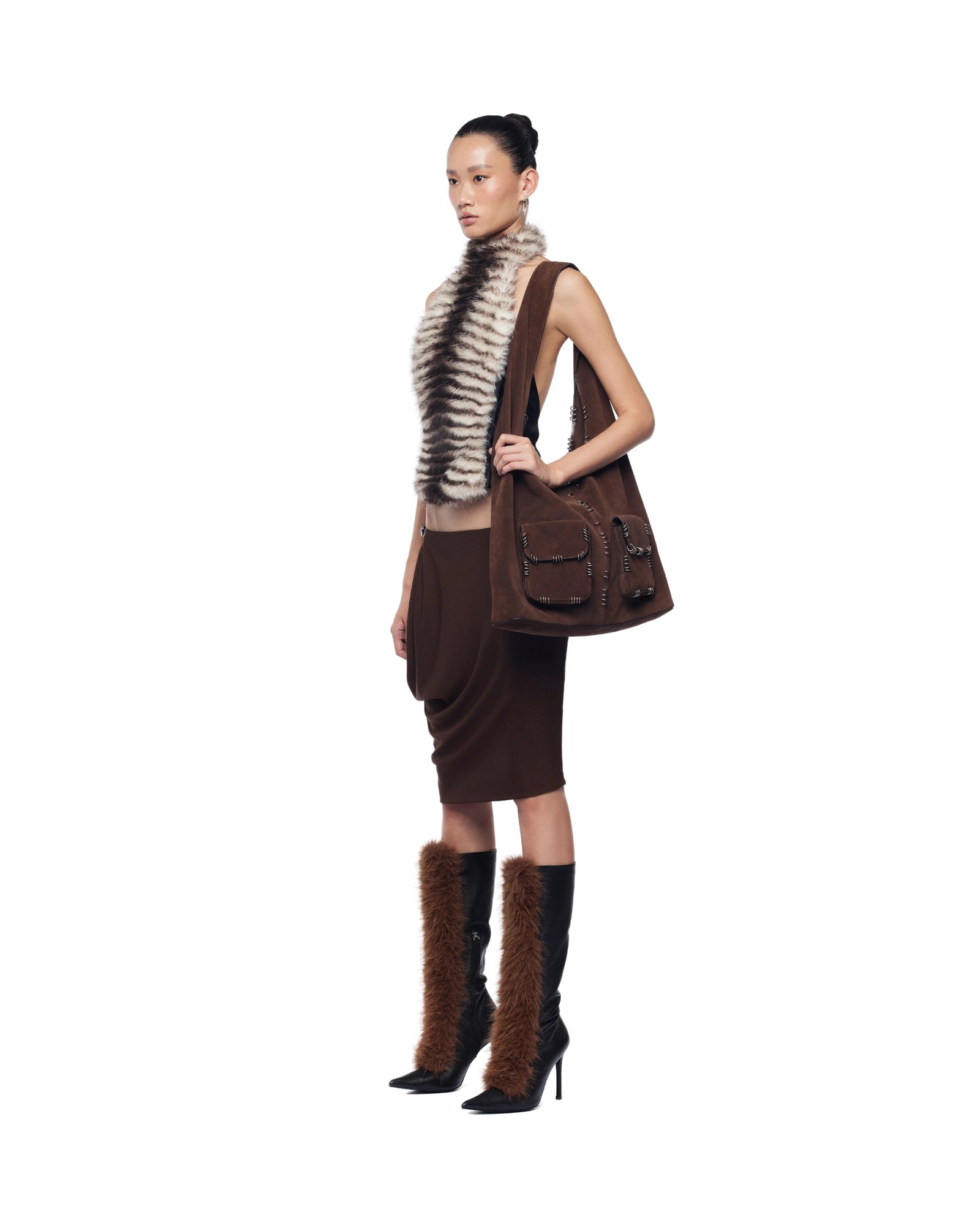 Halter Backless Furry Top