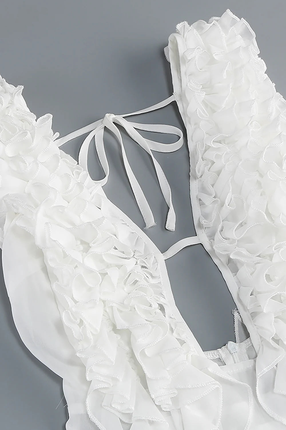 Charlotte Pleat Ruffle Maxi Dress in White