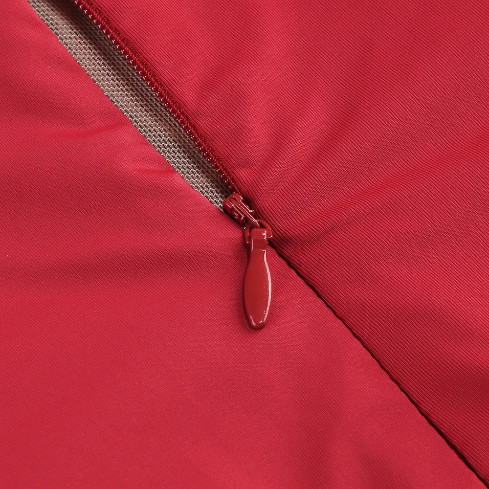 Sequin Embroidery Halter Maxi Dress in Red