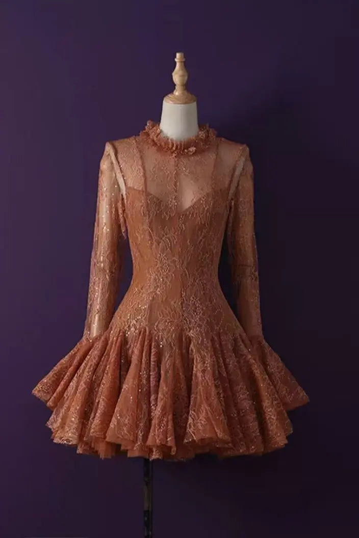 Embroidered long sleeve Mini Dress