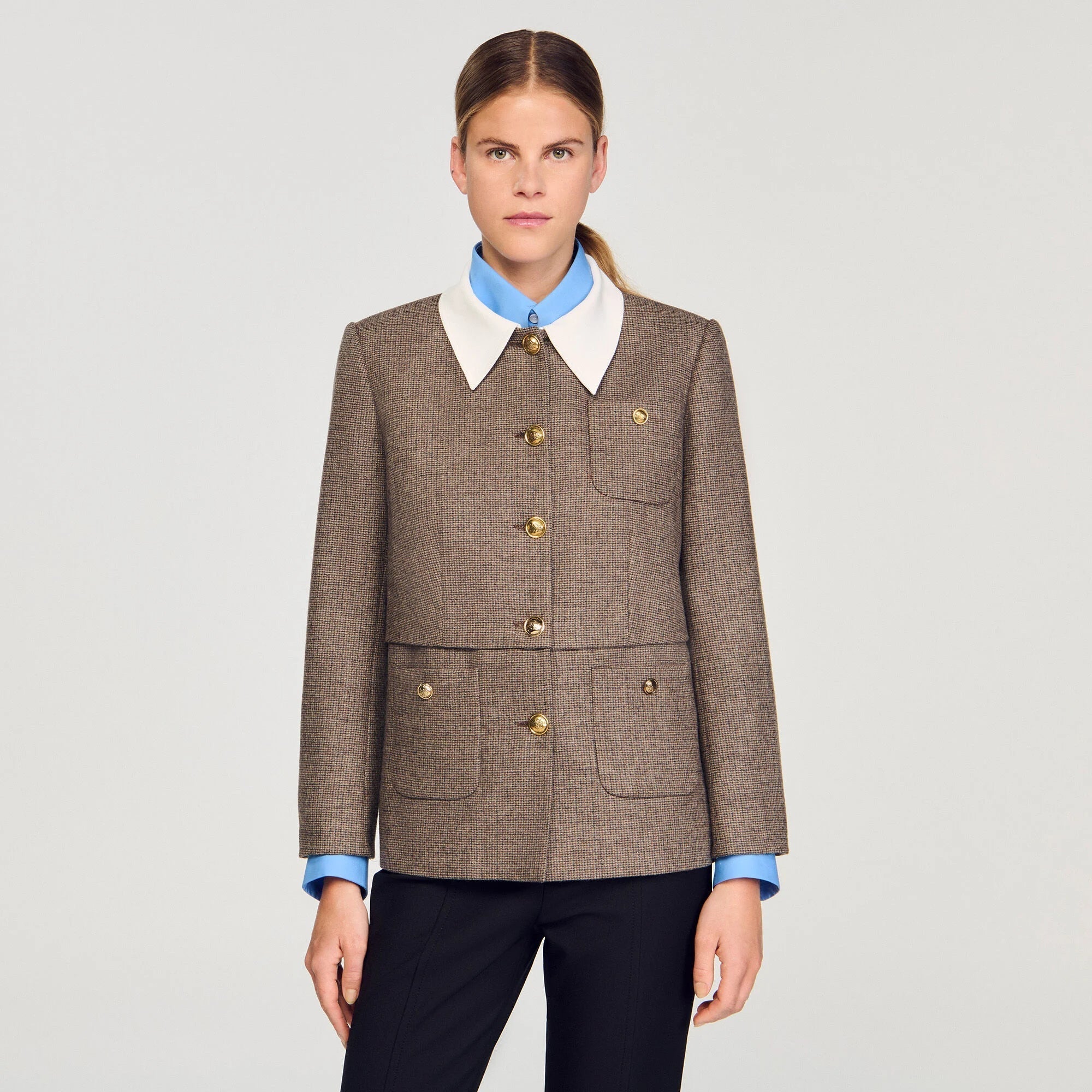Houndstooth Suit Jacket in Brown