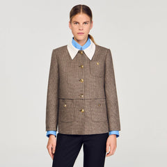 Houndstooth Suit Jacket in Brown