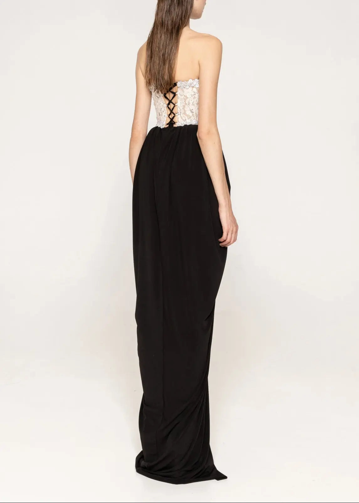 Lace Embellished Maxi Dress in black