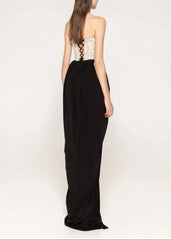 Lace Embellished Maxi Dress in black