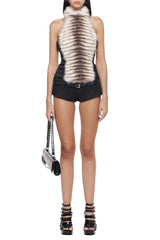 Halter Backless Furry Top