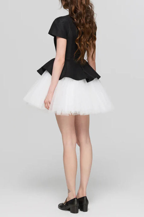 Ruffle Hem Puffy Mini Dress