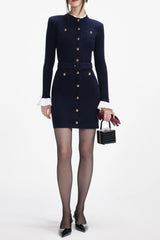 Navy ViscoSequin Knit Mini Dress